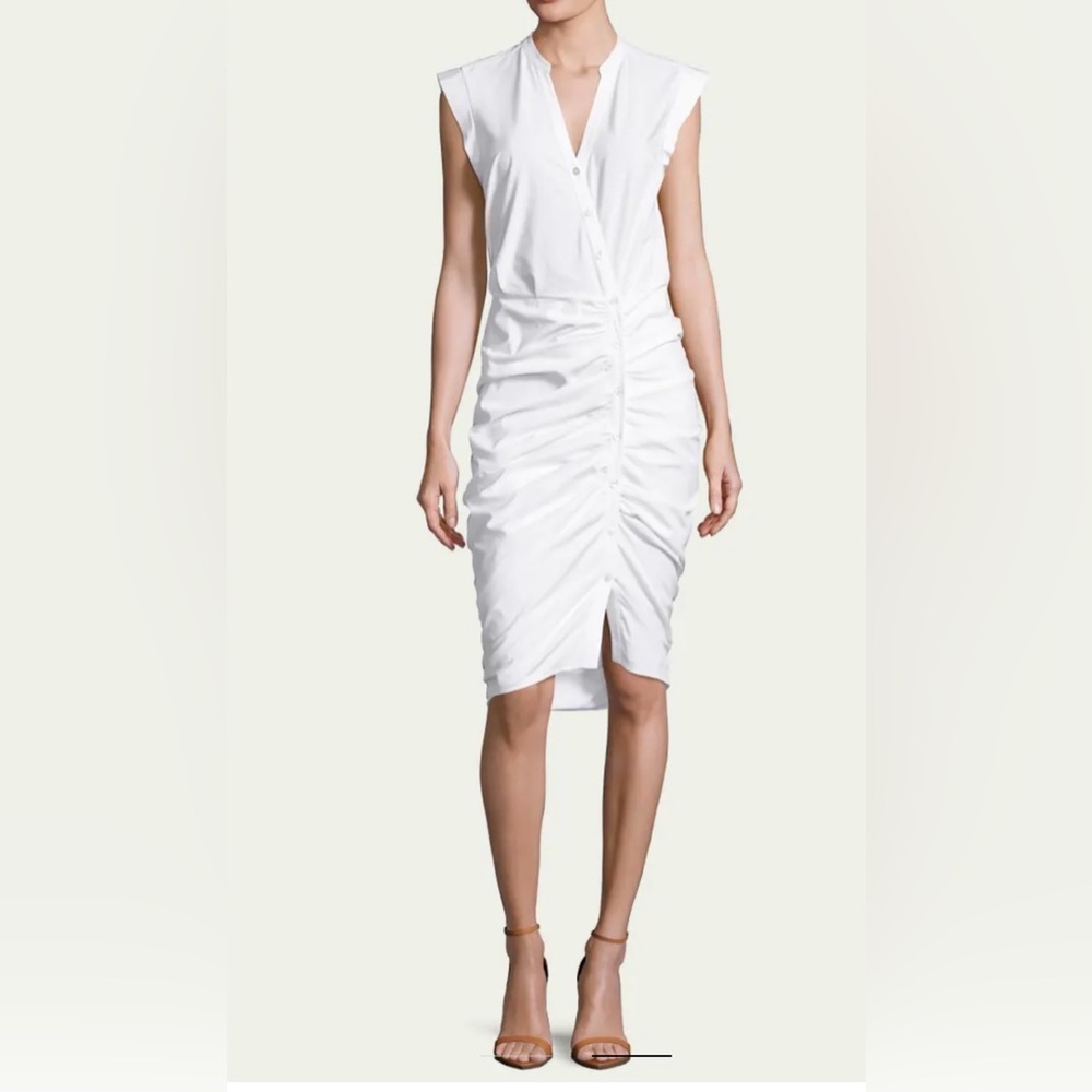 NWOT Veronica Beard Core Bell Ruched Mini Shirt Dress, Size 0